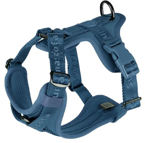 Sunraymascota Hundegeschirr mit weicher Lycra-Polsterung, atmungsaktiver Komfortweste aus Mesh, Verstellbarer Größe für kleine, mittlere und große Rassen, mit Zwei Schnallen(Preußisch Blau,XS)