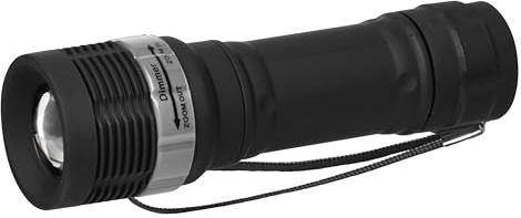 EMOS Lampe de poche LED zoomable, IP43, étanche et résistante au gel, 75 lumens, portée d'éclairage de 125 m, 15 heures d'autonomie, P4702, noire, 3,5 x 3,5 x 12 cm