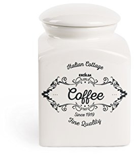 Excelsa Fine Quality Barattolo caffè, Ceramica, Bianco Avorio, capacità: ml.700