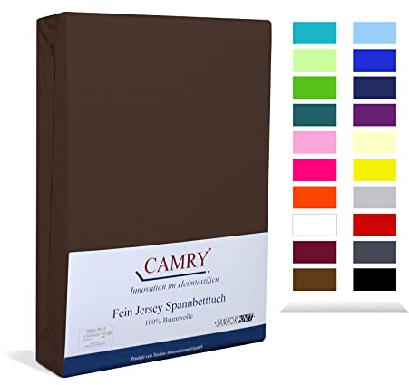 Camry Spannbettlaken 140x200cm - 160x200cm Dunkelbraun Baumwolle Bettlaken Jersey Spannbetttuch Oeko-Tex 100