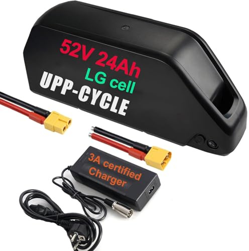 UPP 52V 24Ah Batterie de vélo électrique 52V 24Ah Shark Batterie Lithium-ION pour 48V Ba-fang Batterie Ebike pour 750W 1000W 1500W Kit de Roue de moyeu Avant arrière de Conversion Ebike