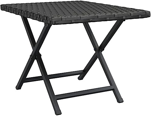 vidaXL Hopfällbart bord svart 45x35x32 cm konstrotting, utebord, rottingbord, konstrottingbord, cafébord, PE-rottingbord, trädgårdsbord, balkongbord