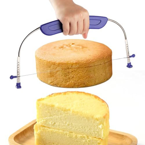 tinysiry Tagliatorte Regolabile,Affettatrice Livellatrice Professionale per Torte con Fili in Acciaio Inossidabile e Manico Plastica,Tagliatorta a Strati da Cucina Accessori Strumenti di Viola
