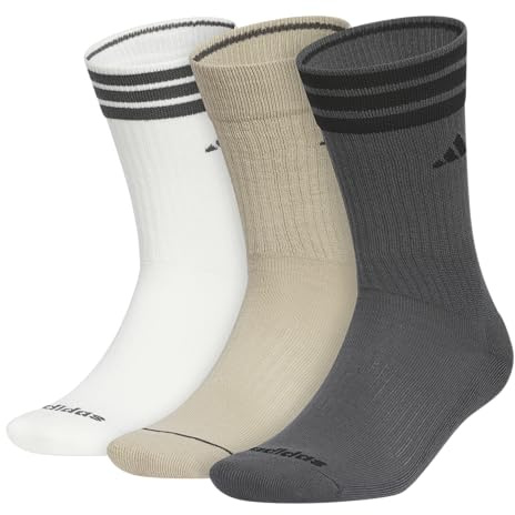 adidas Mens Cushioned Crew Socks (3 Pairs) Durable & Comfortable