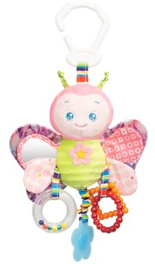 Sensillo - Rassel Baby, Kuscheltier Babyspielzeug mit Rassel - Motorikspielzeug für das spielerische Lernen - Plüschtier, Spielzeug für Babys & Kleinkinder ab Geburt - Schmetterling