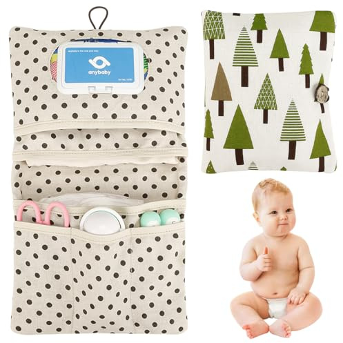 DIFLAX Bolsa de pañales organizador y neceser de cosméticos, 2 en 1, bolsa de pañales pequeña, organizador para bebés (Leaves)
