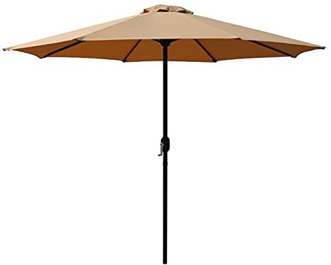 DLAZUM Parasol de Jardin, Parasol de Table pour Patio extérieur, Parasol de 2,6 m / 8,5 pi pour Piscine/Plage/Jardin/Restaurant, Protection UV50+ Sunbrella avec manivelle,Khaki