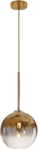EKSED Modern Glass Pendant Light with E27 Socket, 20cm Spherical Shade Ceiling Light for Kitchen Island, Dining Room (Golden, 30cm)