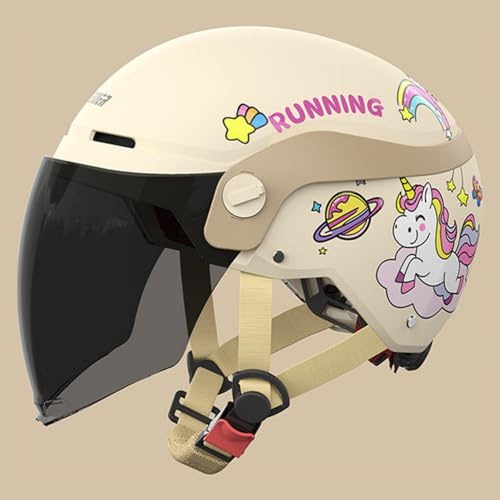 Kids Helmet, Children's Motorcycle Crash Helmet with Sun Visor, ECE 22.06 Approved Kids Scooter Helmet, Moped Helmet for 3-12 Years Old Boys and Girls A,50-62cm