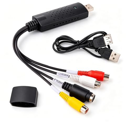 MIMISOLA Convertitore VHS in Digitale, VHS to Digital Converter, USB 2.0 Video Grabber, Convertitore Analogico Digitale Acquisizione, per PC, Video, DVD, Windows XP 10/8/7