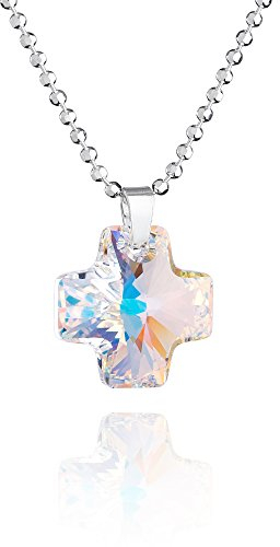 fish Collar Infantil Con Colgante De Cruz En Cristal Y Plata De Ley