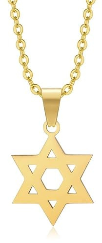 BOBIJOO Jewelry - Pendentif étoile de David Femme 15mm Chaîne 50cm Acier Inoxydable Plaqué Doré Or
