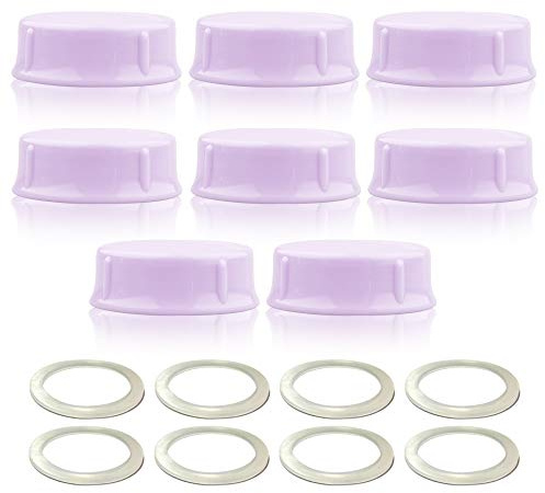 Maymom täta lock med tätningsring för standardflaskor kompatibel på Medela Ameda och små Nuk Playtex samt Gerber flaskor 8 pack lila; kompatibelt tillbehör ej original