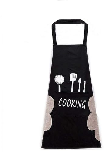 LINKLKBOY Xian JiaTablier Lavable À La Main, Tablier De Cuisine Étanche, Tablier De Cuisine Et De Nettoyage, avec Sac De Rangement, Utilisé pour Cuisine Barbecue Jardin Restaurant Café Serveuse(noir)