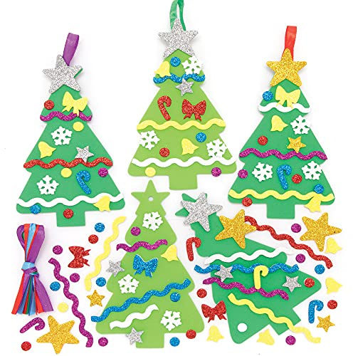 Baker Ross Christmas Tree Mix and Match Decoration – Pack of 8, Kids Make Your Own Christmas Decoration, Christmas Bauble Arts and Crafts (FE880)