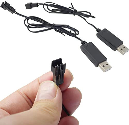 Casoter Drone USB Charger Cable Set, RC LiPo Battery Power Supply Charging Cord 55cm Wire Output 3.7V 500mA, 2 Pack