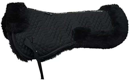 Horses, Einstellbares Sattelpad Merinos, Weiche und widerstandsfähige Halbschabracke, ideal zum Schutz des Pferdes vor Stößen oder Rückenproblemen (Schwarz)