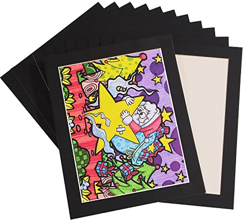 HOTUO 12 Pack A4 Paper Frames for Kids Drawing, Black Cardboard Picture Frame with PVC Film, Display 8.5x11