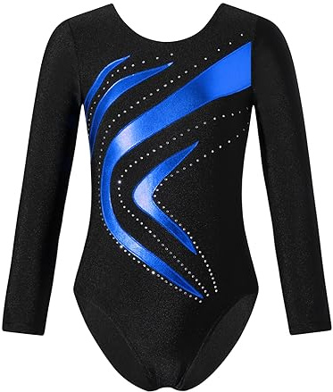 winying Flicka gymnastikdräkt glänsande gymnastik leotards långärmad balettbody ett stycke sport tröja jumpsuit gym danskläder