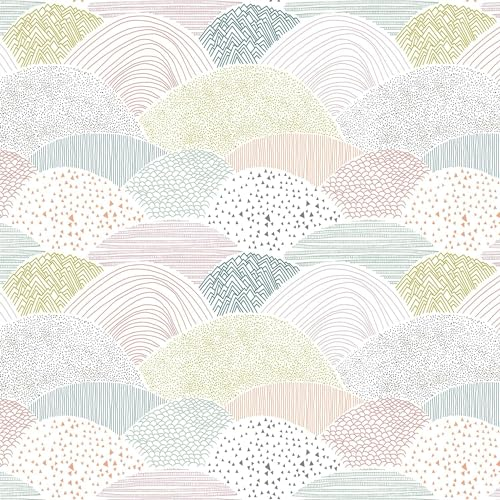 Timeet Klebefolie Linien Tapete Selbstklebend 39x600cm Möbelfolie Geometrisch Streifen Farbig Dekorfolie Sanfte Farben Vinyl Wandpapier Wandverkeidung Hügel Linien Muster für Wand Möbel