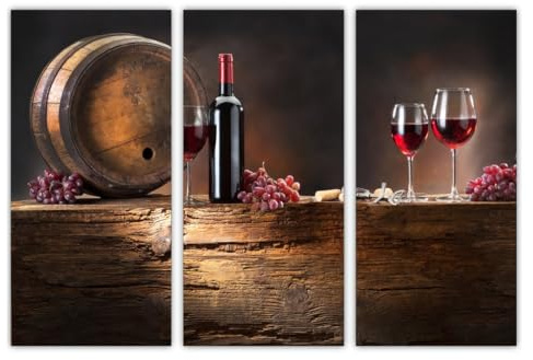 AREDE Set di 3 Stampe da Parete Quadri Moderni Decorazioni da Muro per Casa Soggiorno Camera da Letto e Cucina Arte del vino| 90 x 60 cm | Pronto da appendere