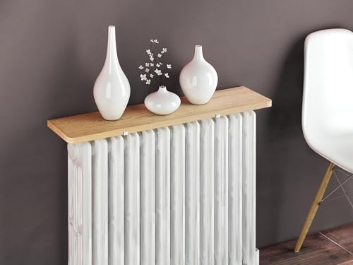 Merveille - Estante para Radiador sin Taladrar - Balda Reversible de Melamina Haya/Roble - Grosor 19 mm - Resistencia a la Humedad + Calor, 100°C - 80 x 12 cm