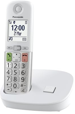Panasonic KX-TGU410EXW - Teléfono Digital inalámbrico con contestador, Unidad básica y 1 Combinado, Pantalla LCD, Llamadas favoritas, Linterna, Compatible con audífonos, Color Blanco y Plateado