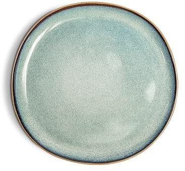 VIDI Verde Piatti per Insalata Set in Bianco Perla | Servizio da 6 Piatti in Porcellana con Design Asimmetrico | Ø21 cm in Gres Porcellanato, Microonde e Lavastoviglie | Servizio di Piatti