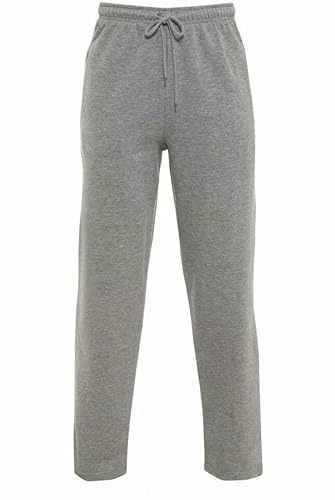 Beach Stone® Jogging Pants Mens Tracksuit Bottoms Trousers Casual Men's Fleece Open Bottom Joggers Zip Pockets Elasticated Open Hem Classic Jog Pants Sweatpants Sports Jogger Sizes S-5XL Silver Grey