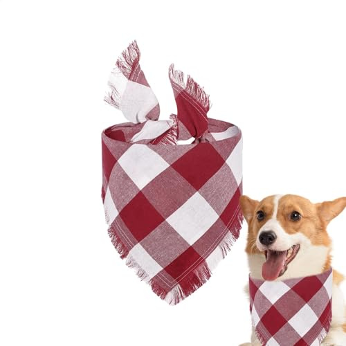 Triangulär hundhalsduk, rutig hundhalsduk | vattenabsorberande triangulär husdjurshalsduk, dekorativ hundhalsduk, tvättbara bandanas för husdjur