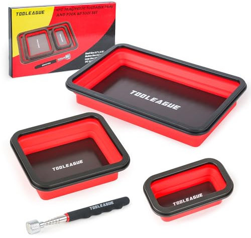 3Pcs Collapsible Magnetic Parts Tray Set with 15Lb Magnetic Pickup Pen