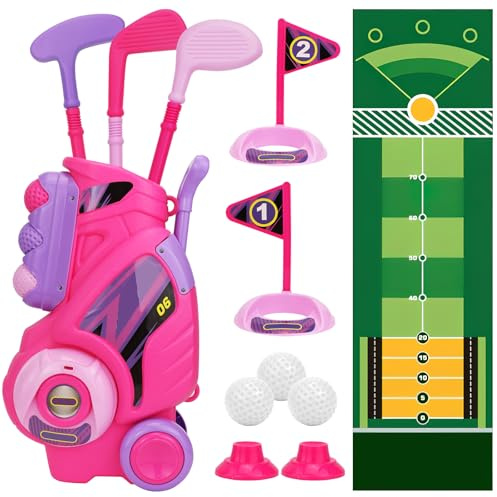 Toddler Golf Set for 2 3 4 5 Years Old, Kids Golf Clubs Set with Golf Cart & Putting Mat, Indoor Outdoor Sports Toys Birthday for Boys Girls