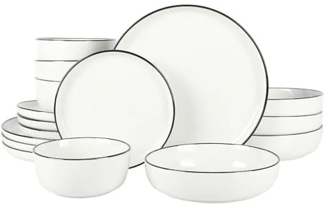 MOBYGKFY Servicio de vajilla de porcelana de 16 piezas for 4 platos y juegos de platos Platos llanos