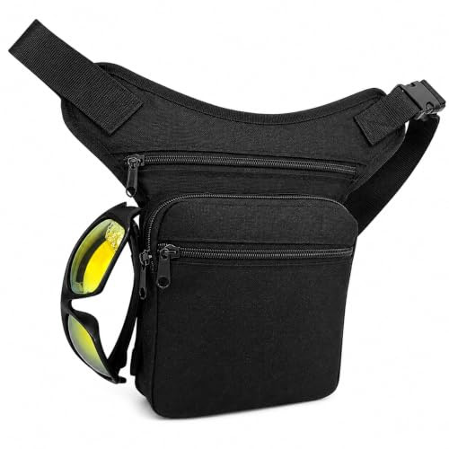 Riñonera Lateral Estilo Hippie para Hombre y Mujer – con Compartimento Central, 2 Bolsillos Exteriores y Soporte para Gafas o bolígrafo – Correa Ajustable hasta 140 cm – Fabricada en España