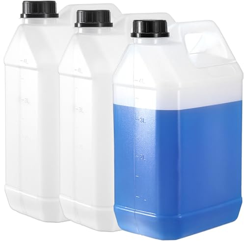 Kifmurase 3Pcs 1 Gallon Plastic Jug with Lids, Square Empty Storage Containers, HDPE Water Jug, Storage Containers with Ergonomic Handle, Plastic Jar Container for Milk Water Beverage Oil Liquids