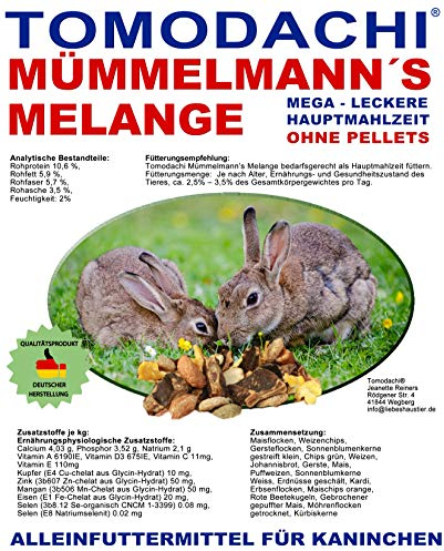Kaninchenfutter pelletfrei Alleinfutter Müsli Kaninchen Gemüsemix Hasen Möhrenflocken Erbsenflocken Erdnüsse Sonnenblumenkerne Getreide 15kg