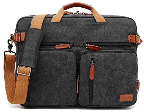 CoolBELL Convertible Backpack Messenger Bag Shoulder Bag Business Briefcase Multi-functional Travel Rucksack Fits 17.3 Inch Laptop for Men/Women (Canvas Black)