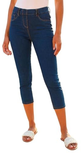 Roman Cropped Jeggings for Women UK Ladies Capri Stretchy Jeans Denim Legging Cotton Summer Trouser Three Quarter 3/4 Length Pull On Cut Off High Waist Smart