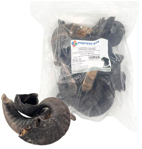 Express Pet Supplies Lamb Horn Whole (1kg Bag) | 100% Natural Air-Dried Dog Treat Chew | Long Lasting large Dogs