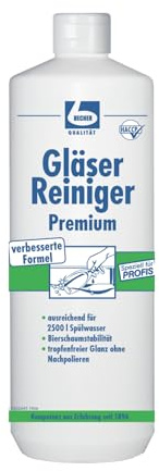 3 x Dr. Becher glasses cleaner with medical hand protection, in 1 litre bottle, ideal for sensitive skin, cleaner for manual glass rinsing, beer foam stable, plus free thank you sticker