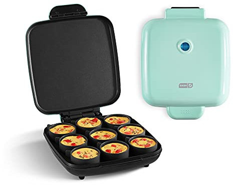 Dash Family Size Egg Bite Maker - Electric Egg Bite Maker with Non-Stick Silicone Cups - Space-Saving Design & Quick Cleanup - Make Sandwiches, Healthy Snacks & Desserts - 9 Servings, Aqua