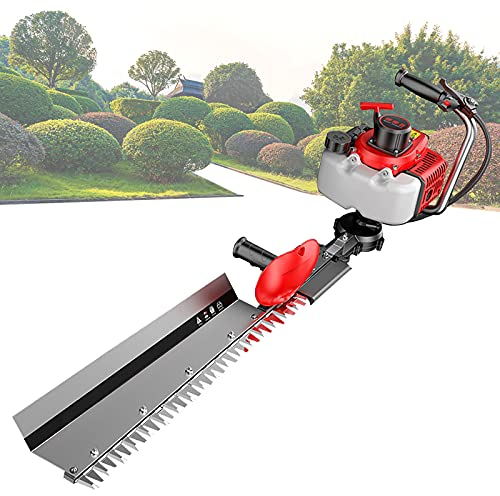 Tijeras Cortasetos a Gasolina 2 Tiempos Desbrozadora para Podar Flores, Árboles, Césped, Arbustos, Asa Auxiliar + Bisel de Seguridad, 5.8KW de Alta Potencia