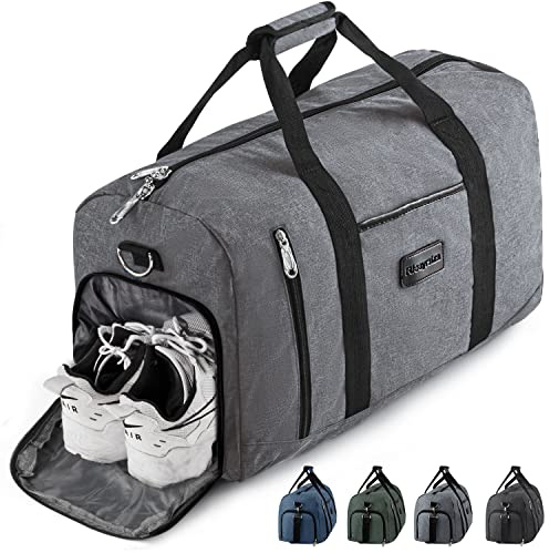 Rieeyrslza Bolsa de Deporte 39L Bolsa Deporte Gimnasio Bolsa Gimnasio de Viaje con Compartimento Impermeable Plegable Hombre Bolsas Gimnasio Bolsa de Viaje para Viajes Deporte Fitness (Gris o1)