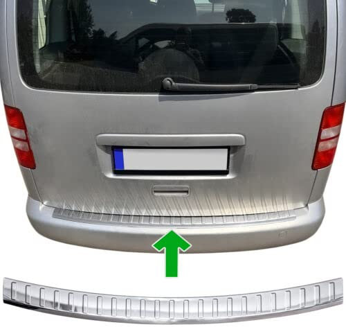 Protezione paraurti posteriore valida per VW Caddy III | 2003-2015 in acciaio inox cromato protezione per bordo del bagagliaio di carico