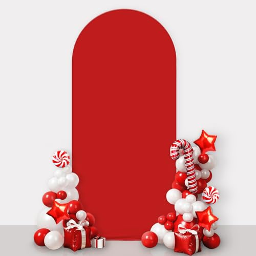 AIBIIN Arrière-plan en forme d'arche avec cadre double face - Convient pour la décoration d'une cérémonie de mariage, d'une fête d'anniversaire, d'une fête prénatale, d'un banquet, etc. - Rouge uni