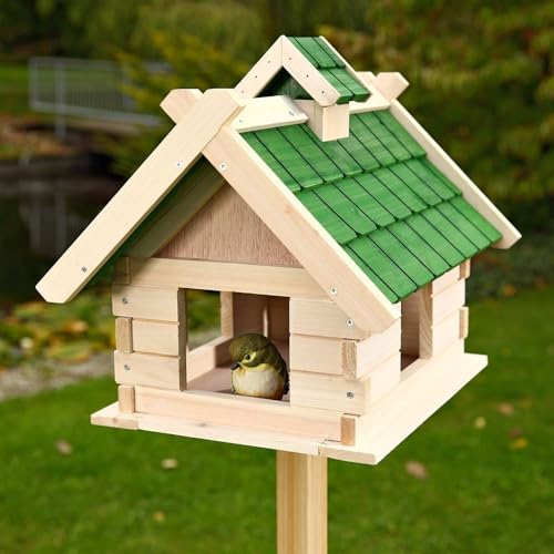 Mucola Vogelhaus Holz Vogelfutterhaus Vogelvilla 44 x 34 x 37 cm Vogel-Futtersilo Vogelhäuschen Vogelfutterstation Futterhaus Vogelfutterspender