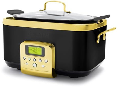 GreenPan Elite Reserve - Olla de cocción lenta eléctrica de 6 cuartos de galón, tapa programable apta para lavavajillas y olla extraíble, sin PFAS, olla antiadherente de cerámica saludable, sellar