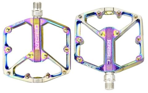 Inovey 9/16 Rennrad-Pedale CNC-Aluminium-Legierung Dual-Du-Lager Pedale Anti-Rutsch Leichte Breite Plattform Pedale Off-Road Mountainbike-Pedale -bunt -14mm