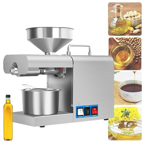 Nut Oil Extractor Cold/Hot Pressing Machine - Make Fresh Sunflower, Peanut, Flax & Avocado Oil Easily at Home with Stainless Steel Automatic Oil Press
