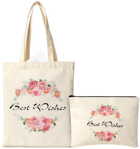 AiQInu Borsa di Tela 40x32cm,BorsasTote in Tela Borsa Shopper con Tasca Cotone Borsa Cosmetica, Tote Bag Cotone con Due Lunghi Manici